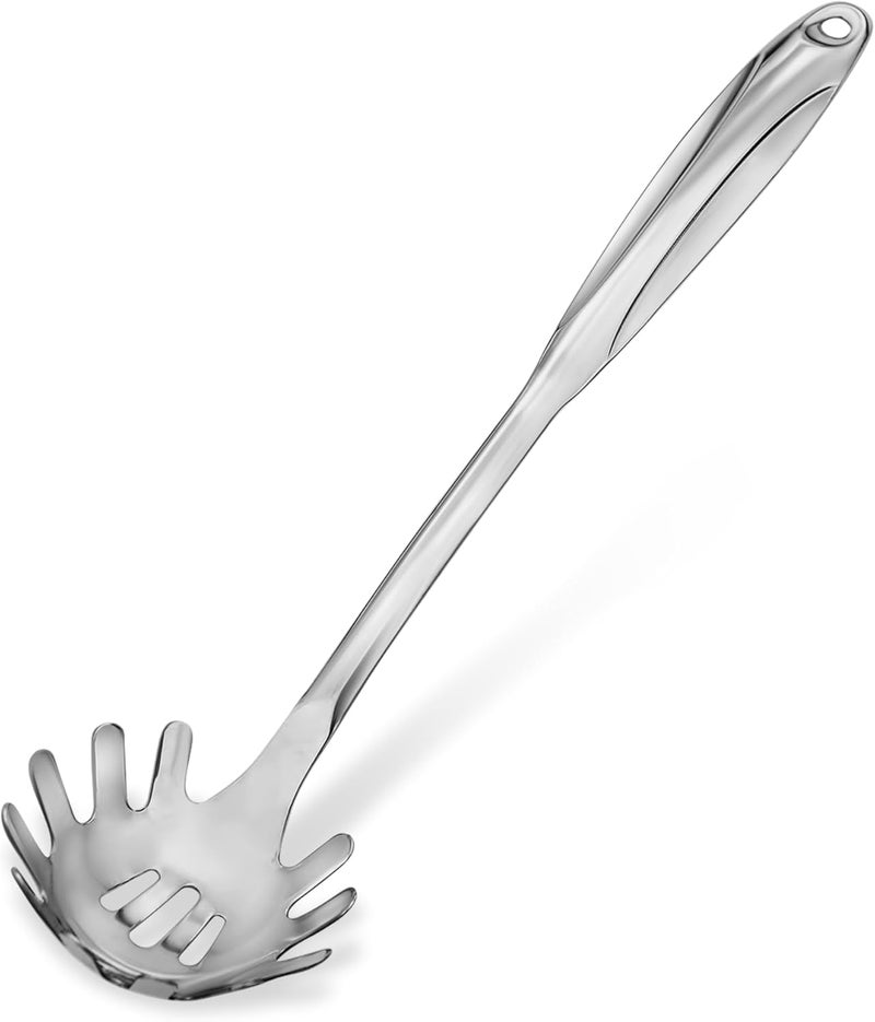 CEYWA Stainless Steel Pasta Serving Spoon – Pasta Spoon with Teeth - Elegant One-Piece Spaghetti fork, Durable Pasta Utensil for Cooking & Serving - Easy to Clean - Image 1